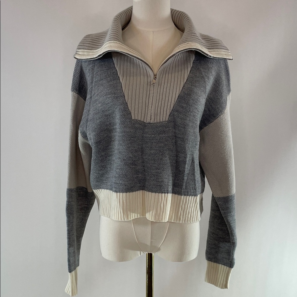 Peter Som Colorblock Zip Sweater, S